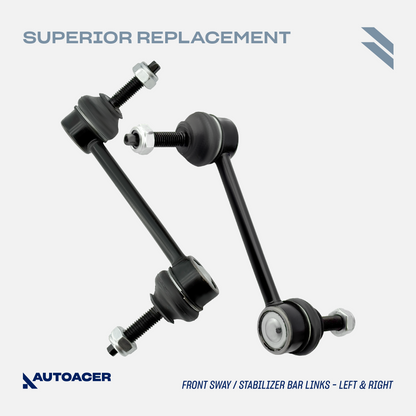 AUTOACER - 6p Front Upper Control Arms with Bushings & Ball Joints Pre-Fitted, Stabilizer Bar Links & Outer Tie Rod Ends For JAGUAR S-TYPE V6 V8 1999 - 2003