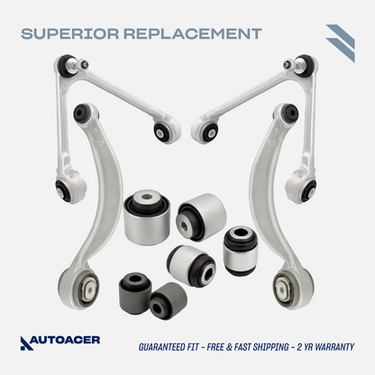 AUTOACER - 10p Front Upper Control Arms, Lower Wishbone Arms & Trailing Bushings For JAGUAR S-TYPE V6 V8 2002 - 2008, XF / XFR / XFR-S (X250) 2008 - 2015