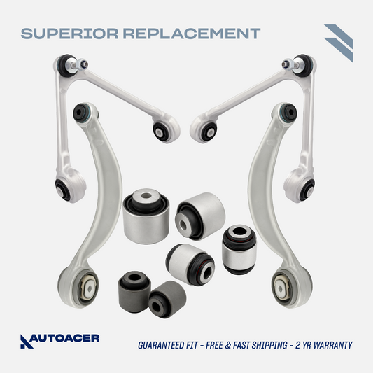 AUTOACER - 10p Front Upper Control Arms, Lower Wishbone Arms & Trailing Bushings For JAGUAR S-TYPE V6 V8 2002 - 2008, XF / XFR / XFR-S (X250) 2008 - 2015
