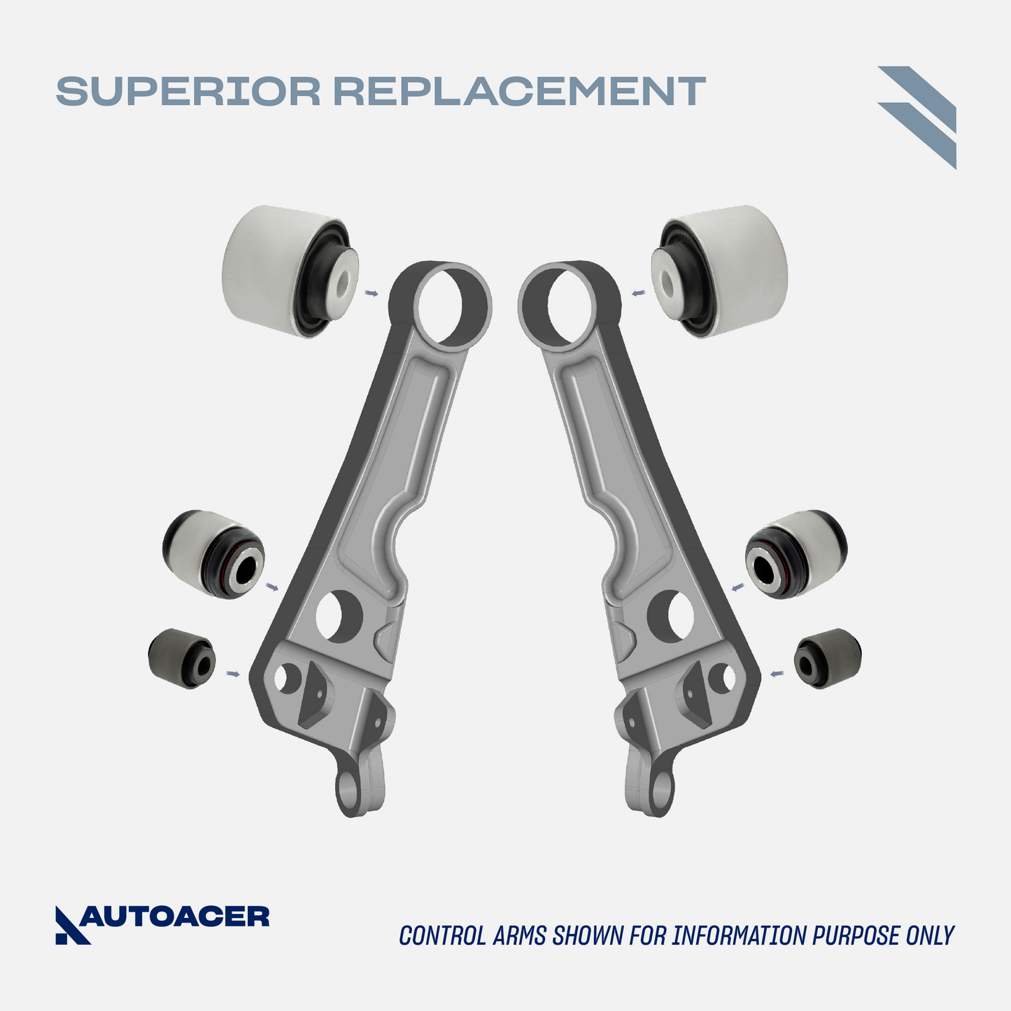 AUTOACER -8p Front Lower Control Arms & Trailing Arm Bushings for JAGUAR S-TYPE, XF (XFR / XFR-S), XJ (XJR / XJ8), SUPER V8, XK / XKR / XKR-S, VANDEN PLAS