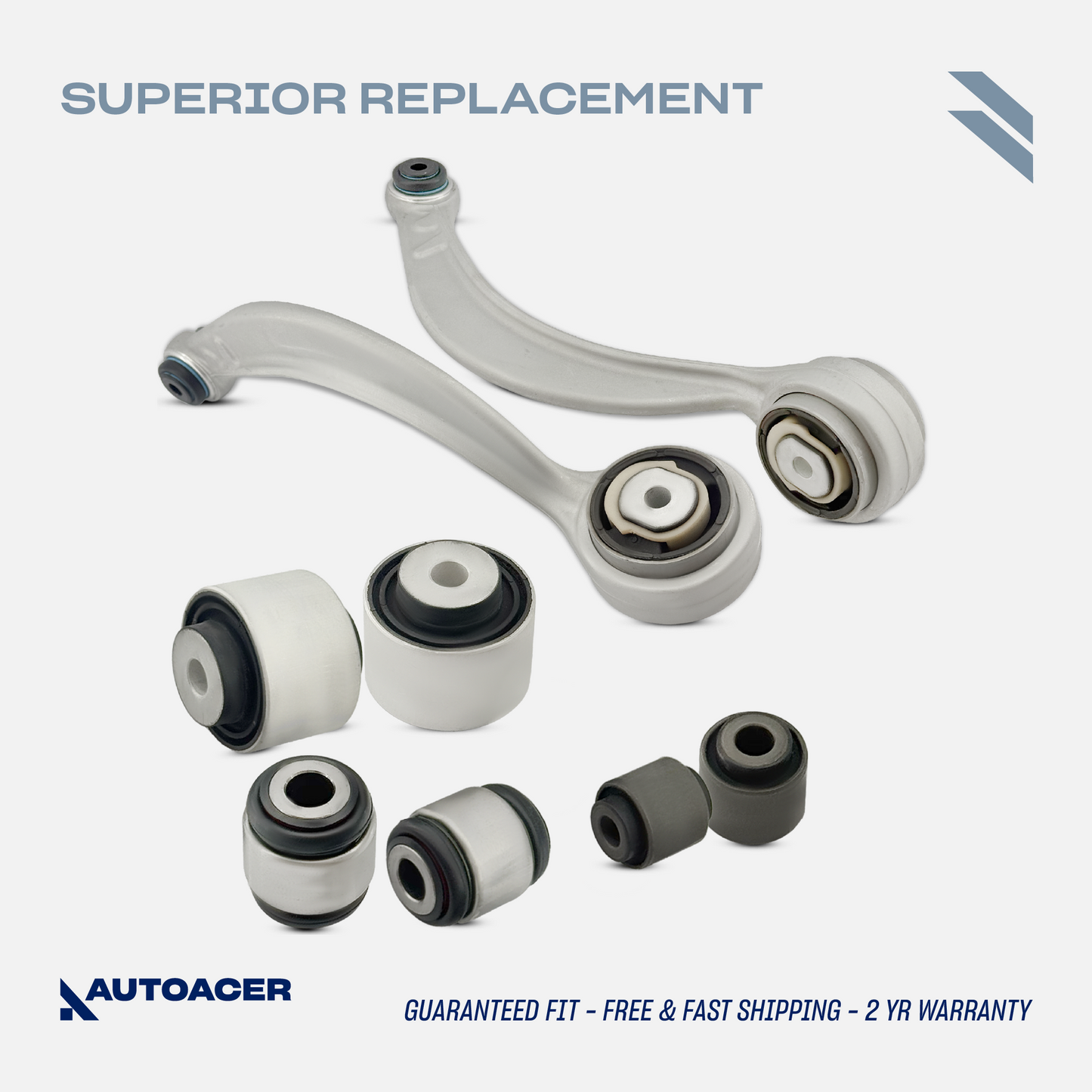 AUTOACER -8p Front Lower Control Arms & Trailing Arm Bushings for JAGUAR S-TYPE, XF (XFR / XFR-S), XJ (XJR / XJ8), SUPER V8, XK / XKR / XKR-S, VANDEN PLAS
