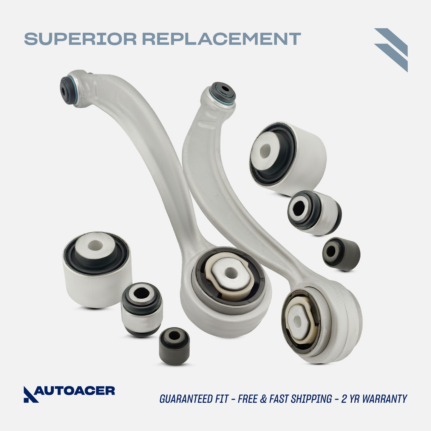 AUTOACER -8p Front Lower Control Arms & Trailing Arm Bushings for JAGUAR S-TYPE, XF (XFR / XFR-S), XJ (XJR / XJ8), SUPER V8, XK / XKR / XKR-S, VANDEN PLAS