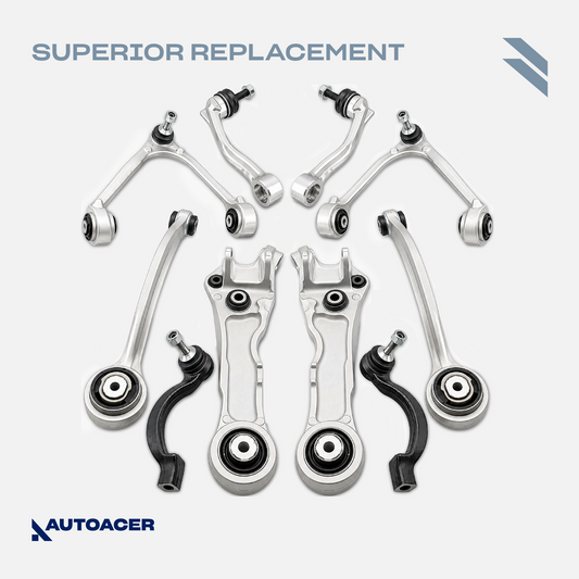 AUTOACER - 10p Front Upper Lower Control Arms, Trailing Arms, Stabilizer Bar Links & Tie Rods For JAGUAR XJR / XJ8, SUPER V8, VANDEN PLAS XK / XKR