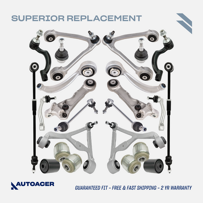 AUTOACER Front Rear Suspension Kit Kit 24p - Control Arms, Ball Joints, Stabilizer Bar Links, Tie Rods & Hydra Bushings For Jaguar XK, XF