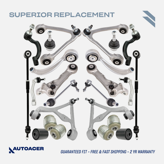 AUTOACER Front Rear Suspension Kit Kit 24p - Control Arms, Ball Joints, Stabilizer Bar Links, Tie Rods & Hydra Bushings For Jaguar XK, XF