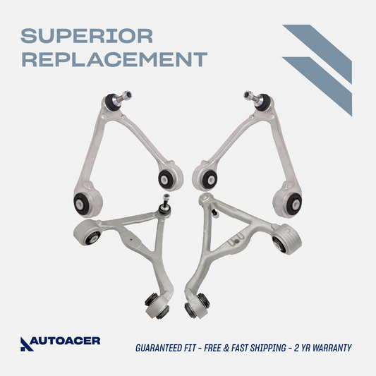AUTOACER - Front & Rear Upper Control Arm Kit 4 Pcs for S-TYPE (X200), XJ (XJR / XJ8), XJ (XJR / XJR575), XK / XKR / XKR-S, F-TYPE (X-152), VANDEN PLAS, SUPER V8
