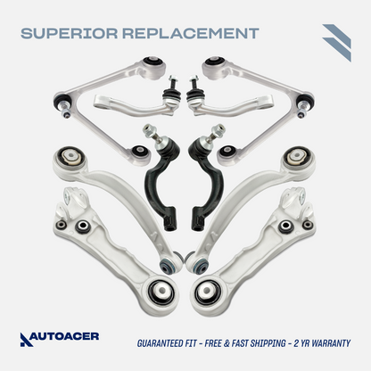 AUTOACER - 10p Front Upper, Lower Forward, Rearward Control Arms, Stabilizer Bar Links & Tie Rods For JAGUAR XF / XFR / XFR-S 2007-2015, XK / XKR 2010-2015