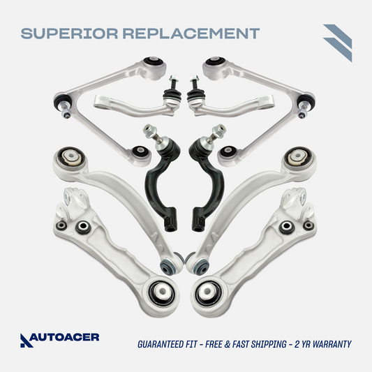 AUTOACER - 10p Front Upper, Lower Forward, Rearward Control Arms, Stabilizer Bar Links & Tie Rods For JAGUAR XF / XFR / XFR-S 2007-2015, XK / XKR 2010-2015