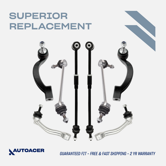 AUTOACER - 8p Front & Rear Tie Rod Ends & Sway Bar Link Kit For Jaguar S-Type, Super V8, Vanden Plas, XJ8 / XJR, XK