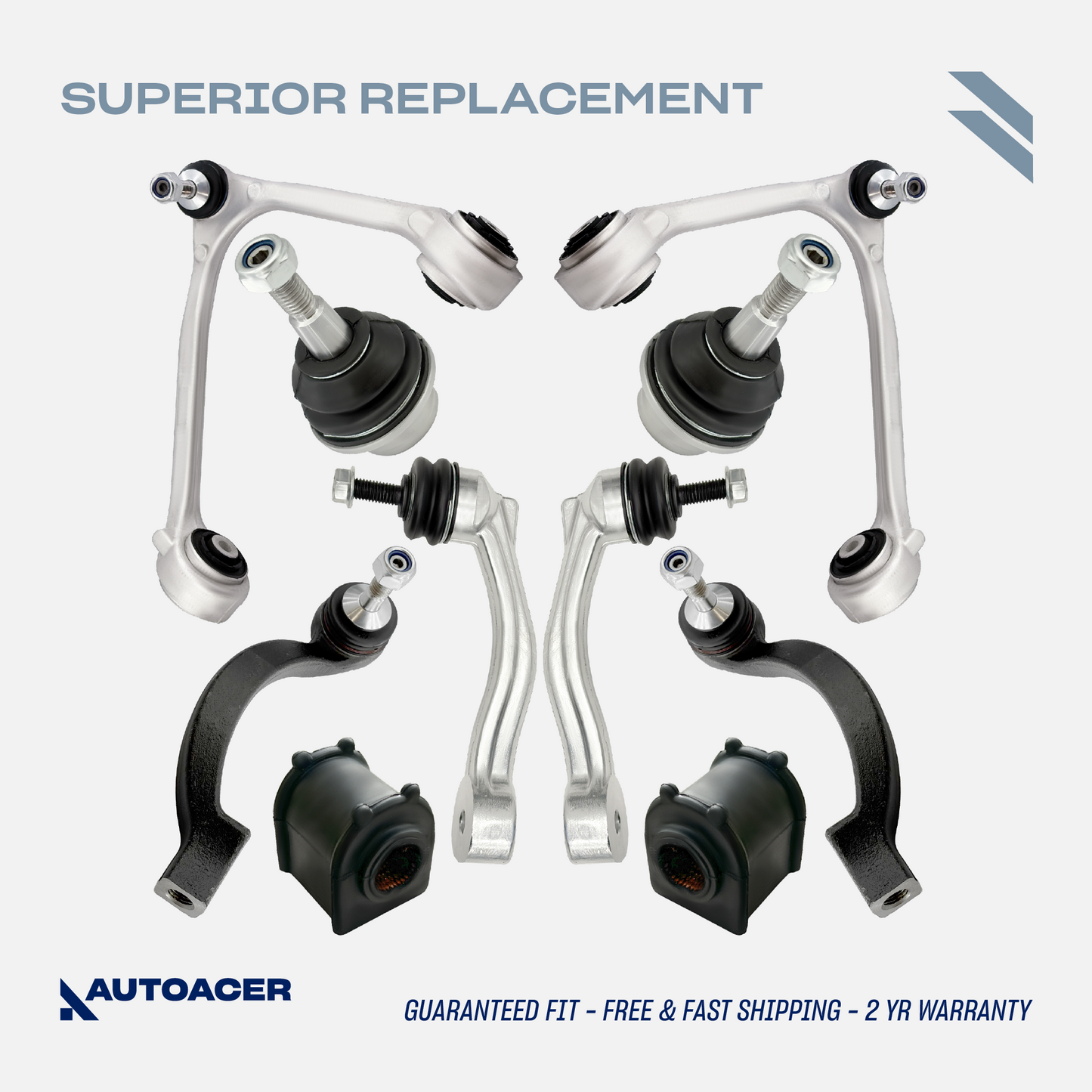 AUTOACER - 10p Front Upper Control Arms, Sway Bar Bushings (31mm), Ball Joints, Stabilizer Bar Links & Tie Rods for JAGUAR S-TYPE, XK, SUPER V8, VANDEN PLAS, XJ8 / XJR