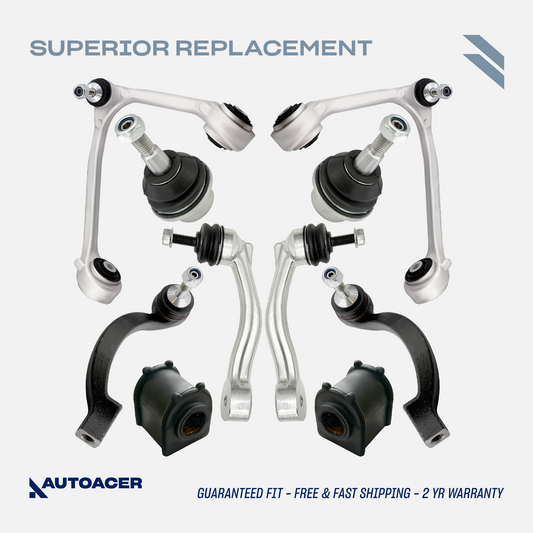 AUTOACER - 10p Front Upper Control Arms, Sway Bar Bushings (31mm), Ball Joints, Stabilizer Bar Links & Tie Rods for JAGUAR S-TYPE, XK, SUPER V8, VANDEN PLAS, XJ8 / XJR