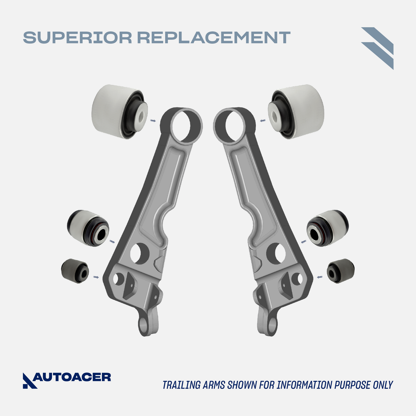 AUTOACER - 20p Front & Rear Stabilizer Bar Links, Tie Rods, Trailing Arm Bushings & Hydra Bushes 54mm For JAGUAR S-Type, XK / XKR, Super V8, Vanden Plas