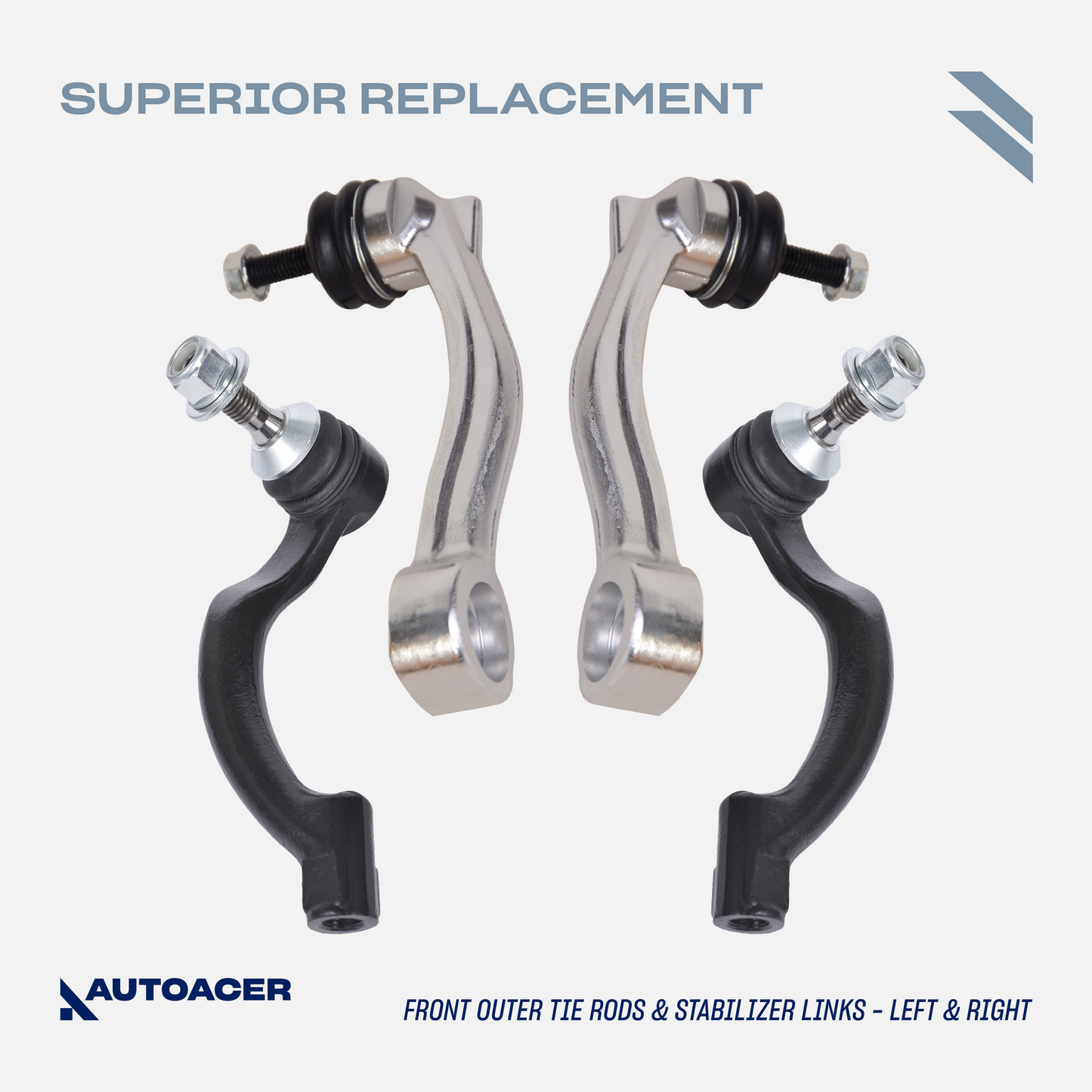 AUTOACER Complete Front Suspension Kit 14 piece - Upper, Lower Control Arms, Lower Ball Joints, Sway Bar Links, Outer Tie Rod Set & Strut Mount Assembly for Jaguar