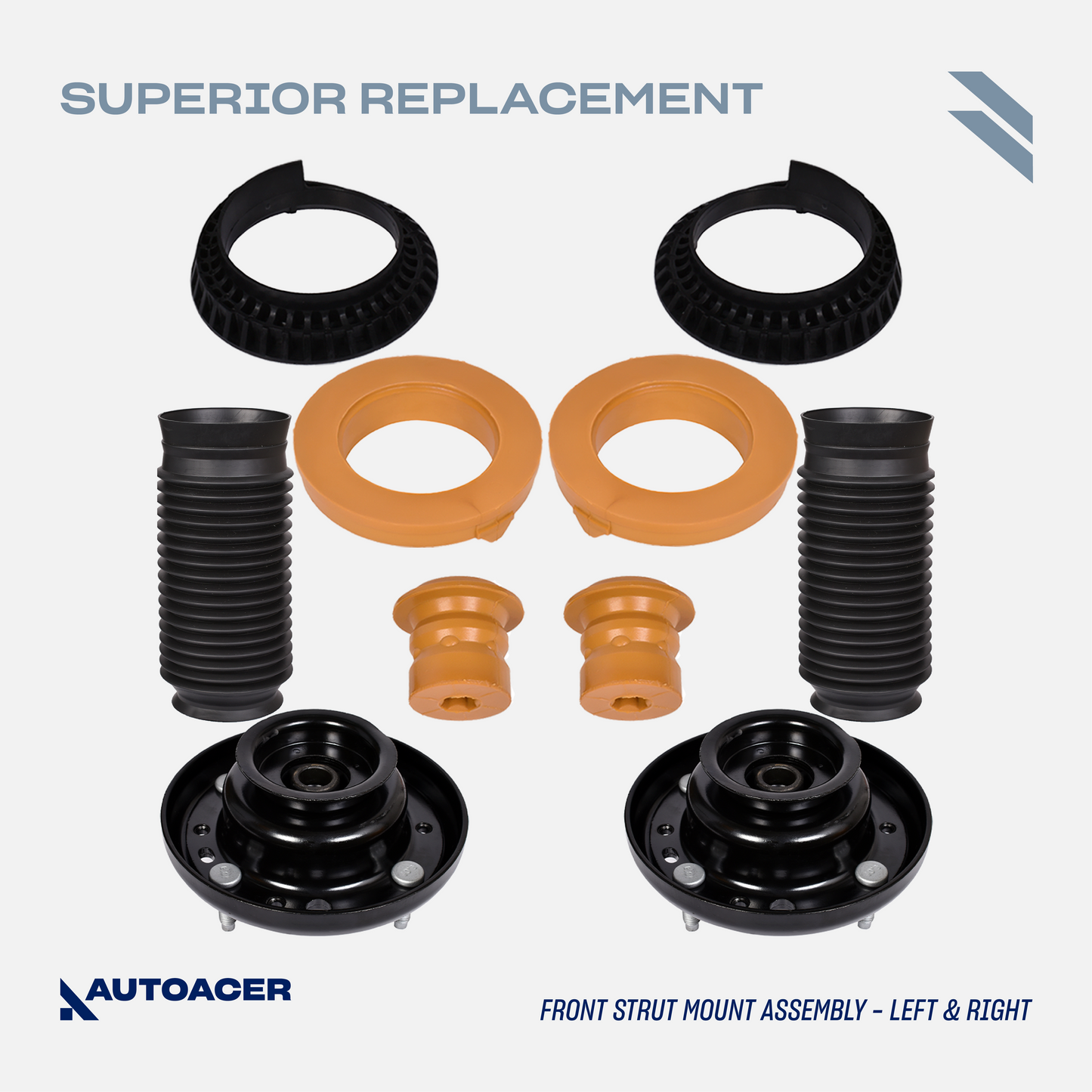 AUTOACER Complete Front Suspension Kit 14 piece - Upper, Lower Control Arms, Lower Ball Joints, Sway Bar Links, Outer Tie Rod Set & Strut Mount Assembly for Jaguar