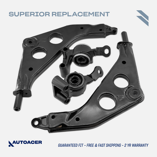 AUTOACER - 4p Front Lower Control Arms & Control Arm Bushings with Brackets For MINI COOPER, COOPER S, ONE / ONE DIESEL, WORKS / S WORKS, JOHN COPPER WORKS 2001 - 2008 