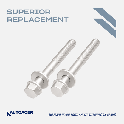 AUTOACER - 4p Set Subframe Mount Hex Bolts & Washers For BMW 33326760344 M14x1.5