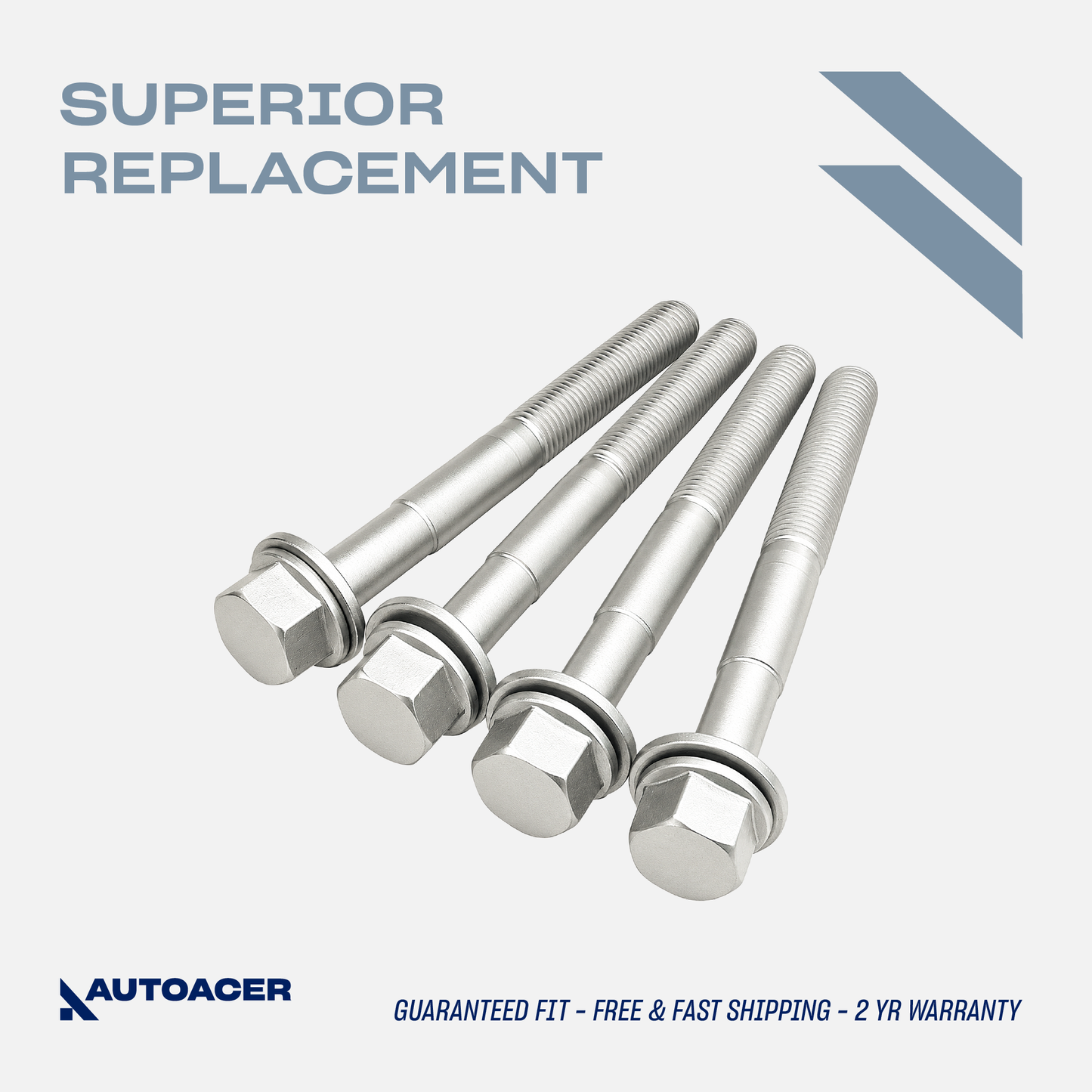 AUTOACER - 4p Set Subframe Mount Hex Bolts & Washers For BMW 33326760344 M14x1.5