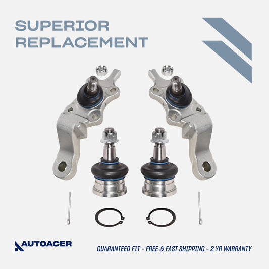 Front Upper & Lower Control Arm Ball Joint Kit 4 Pcs for Toyota Tacoma 4WD 1995-2004 & Pre Runner 2WD 1998-2004