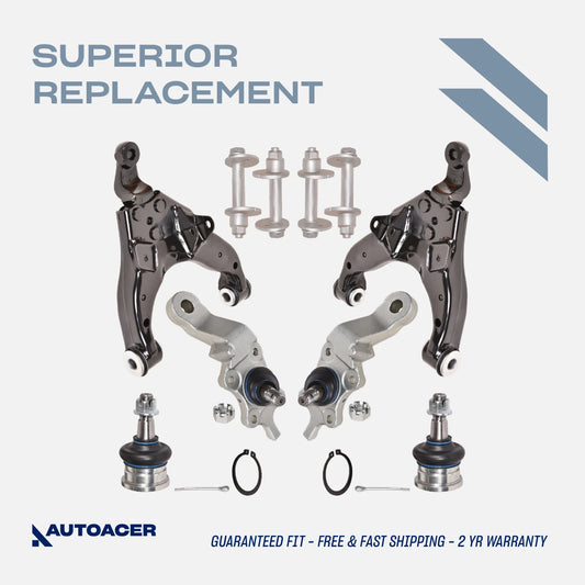 Front Suspension Kit 10 Piece - Front Lower Control Arms, Ball Joints & Camber Bolt Adjustment Kit for Toyota Tacoma 4WD 1995-2004, Pre-Runner 2WD 1998-2004