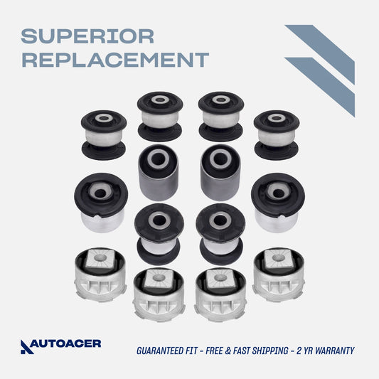 Front Suspension Kit 14 Piece - Front Upper, Lower Control Arm Bushings & Subframe Mounts for Audi Q7 (Quattro) AWD 2007-2015, VW Touareg V6 V8 AWD 2002-2010