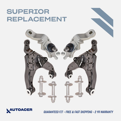 Front Suspension Kit 8 Piece - Front Lower Control Arms, Ball Joints & Camber Adjustment Bolt Kit for Toyota Tacoma 4WD 1995-2004, Pre-Runner 1998-2004 2WD Models
