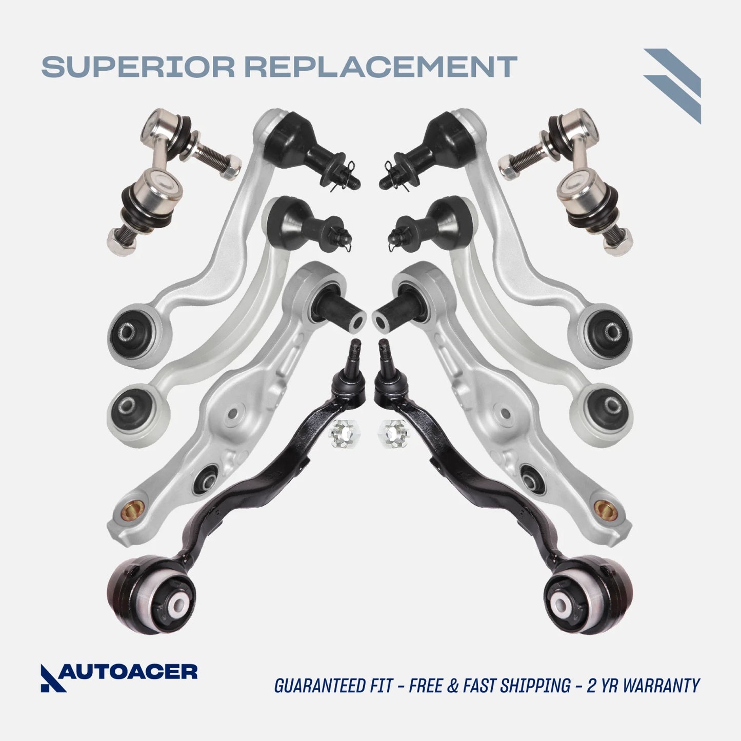 Front Suspension Kit 10 Pcs - Front Upper, Lower Forward & Rearward Control Arms & Sway/Stabilizer Bar Links for Lexus LS460/LS460L 2007-2017, LS600h 2008-2017