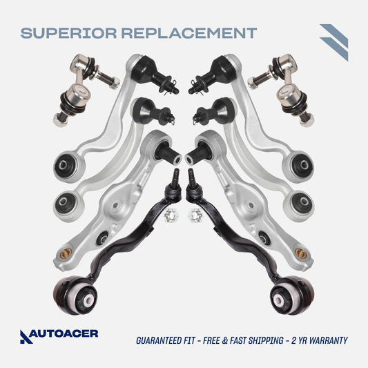 Front Suspension Kit 10 Pcs - Front Upper, Lower Forward & Rearward Control Arms & Sway/Stabilizer Bar Links for Lexus LS460/LS460L 2007-2017, LS600h 2008-2017