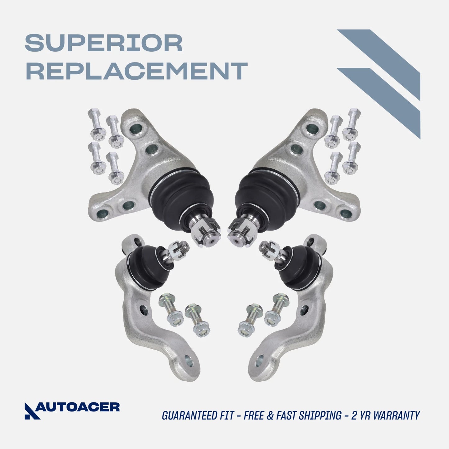 Front Upper & Lower Control Arm Ball Joint Kit for Toyota Tacoma S-Runner 2001-2004, Tacoma Base 2001-2004, Tacoma DLX 2001-2003, Tacoma 1995-2000 RWD / 2WD Models