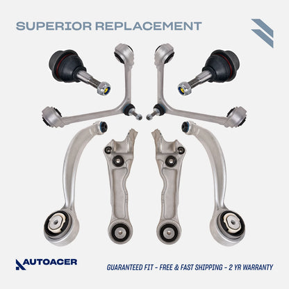 Front Suspension Kit 8 Pcs - Front Upper Lower Control Arm & Lower Steering Knuckle Arm Ball Joint Kit for Jaguar S-TYPE 1999-2008, SUPER V8 2005-2009, VANDEN PLAS, XJR, XJ8 2004-2009