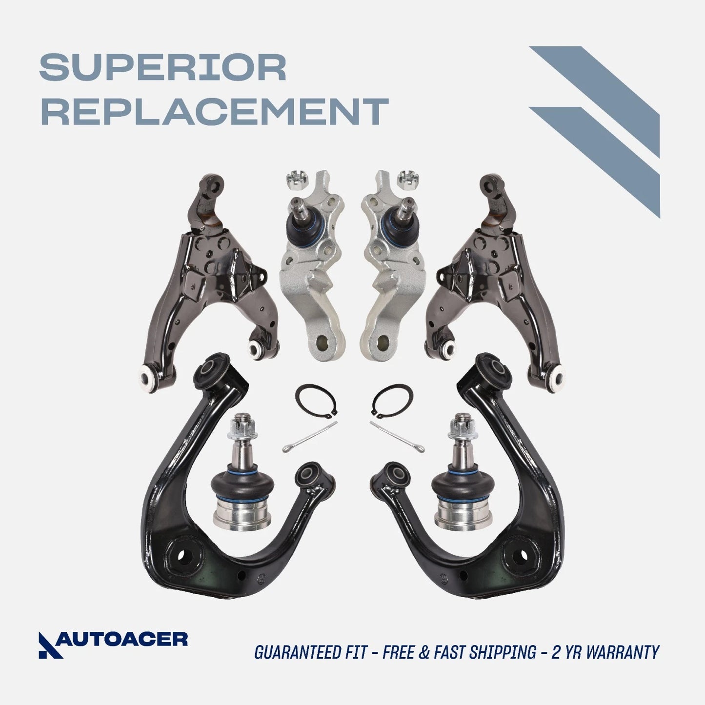 Front Suspension Kit 8 Pcs - Front Upper & Lower Control Arms & Ball Joints for TOYOTA TACOMA 4WD Models 1995-2004, PRE-RUNNER 2WD Models 1998-2004