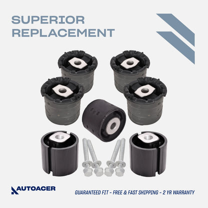 Rear Subframe Bushing Kit 11 Pcs - Rear Axle Subframe Mounts Bushes, Hex Bolts for BMW X5 (E53) 2000-2006, X6 (E71, E72) 2008-2014
